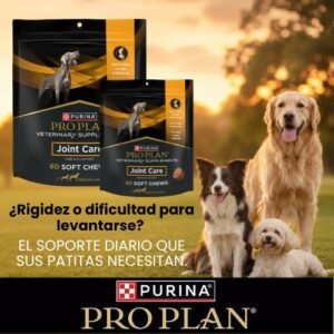 Suplemento articular para perros Purina Pro Plan Joint Care en tabletas masticables blandas para aliviar la artrosis y la rigidez.